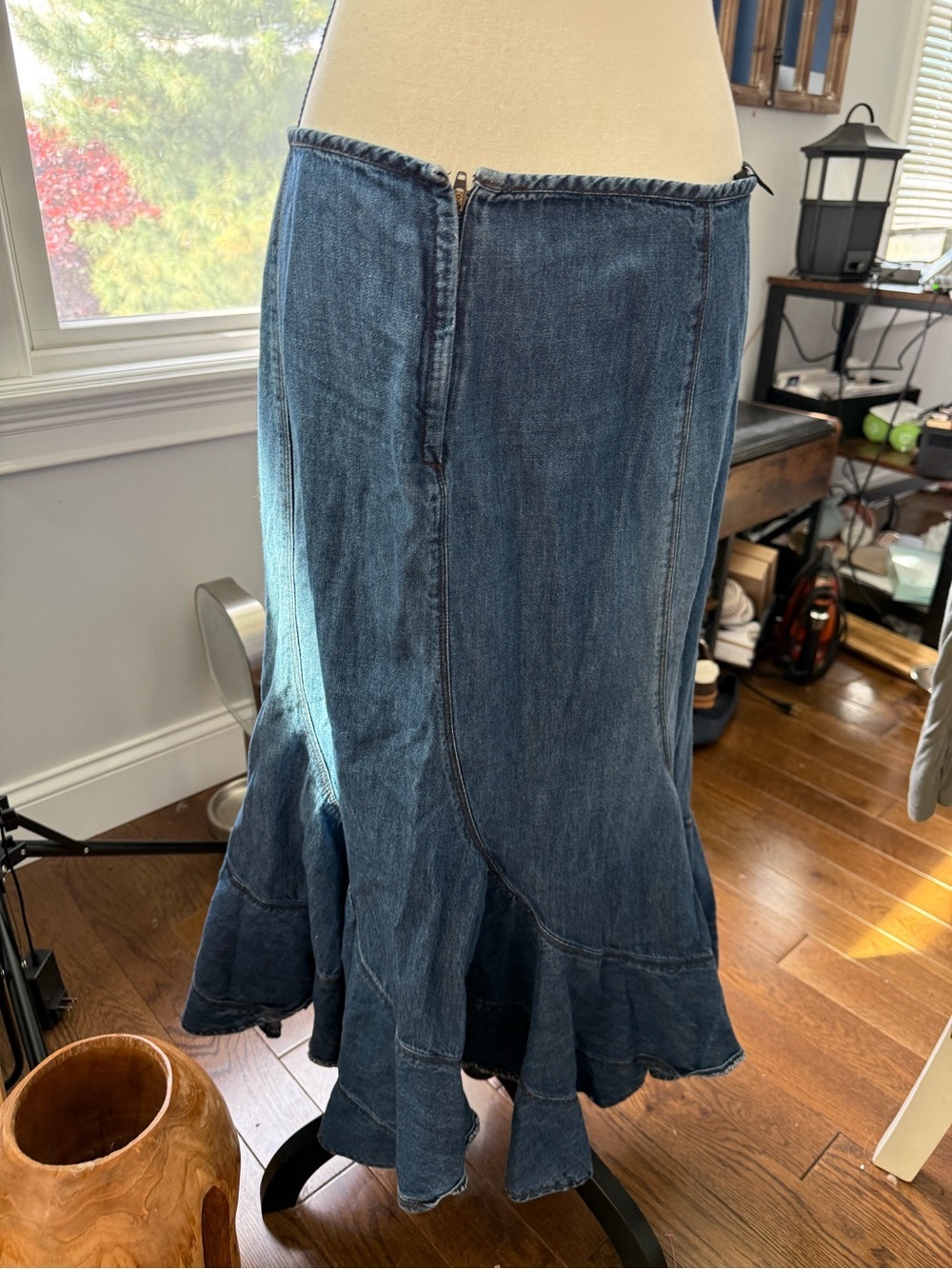 Style & Co. Blue Denim Flared Midi Skirt Size 10 - Picture 4 of 6